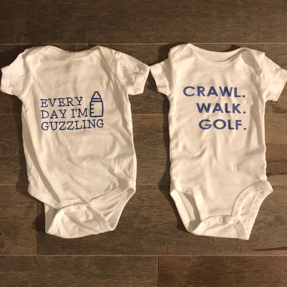 Two onesies from Etsy, great used condition. 3-6m